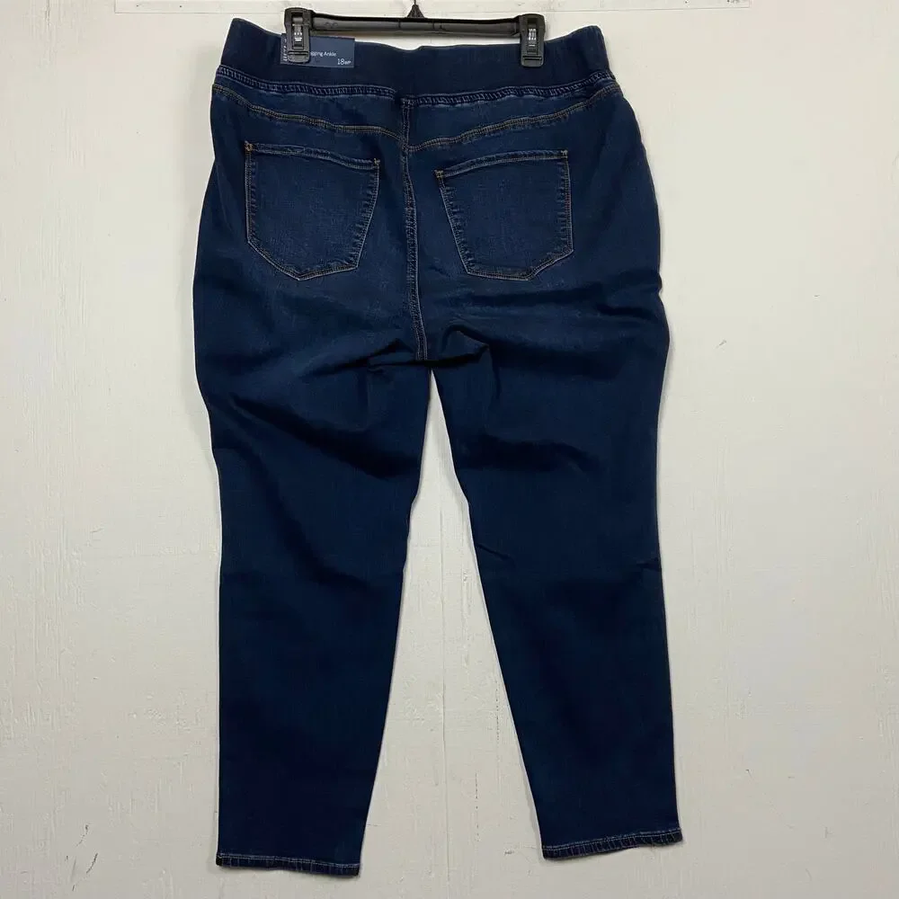 Talbots Jeans Womens 18W Petite Plus Pull On Jegging High Rise Dark Wash Blue - Picture 4 of 10